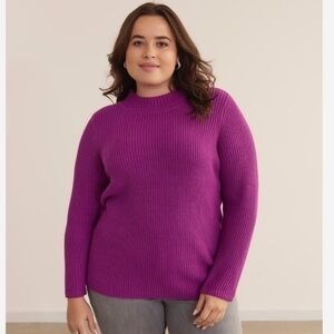 New Cotton Blend Ribbed Crewneck Sweater